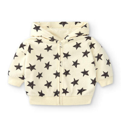 Sudadera cremallera Bebé Charanga beige estrellas