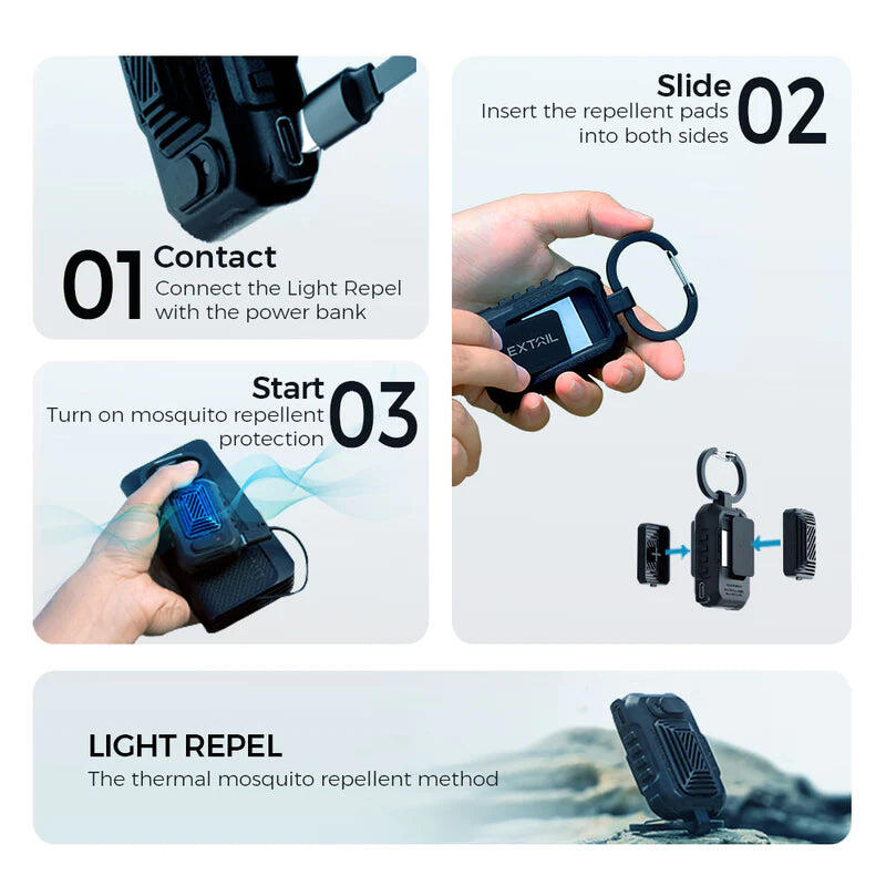 Dispozitiv Flextail LIGHT REPEL anti tantari portabil, protectie 360°, IPX4