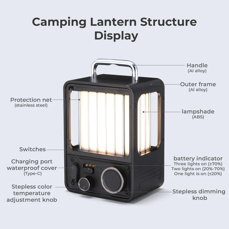 Felinar Flextail Villa Lantern, LED, baterie 4000 mAh, aluminiu, IPX5, 335g