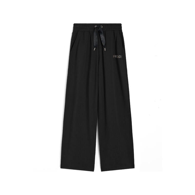 Pantaloni donna in french terry modal con gamba dritta