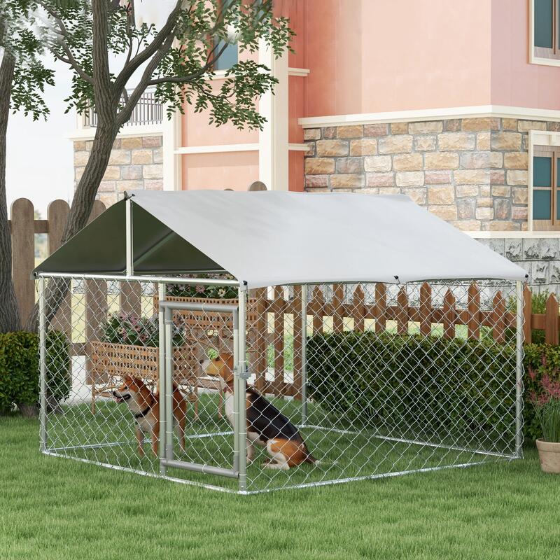 Parque para Perros PawHut 200x200x150 cm Plata