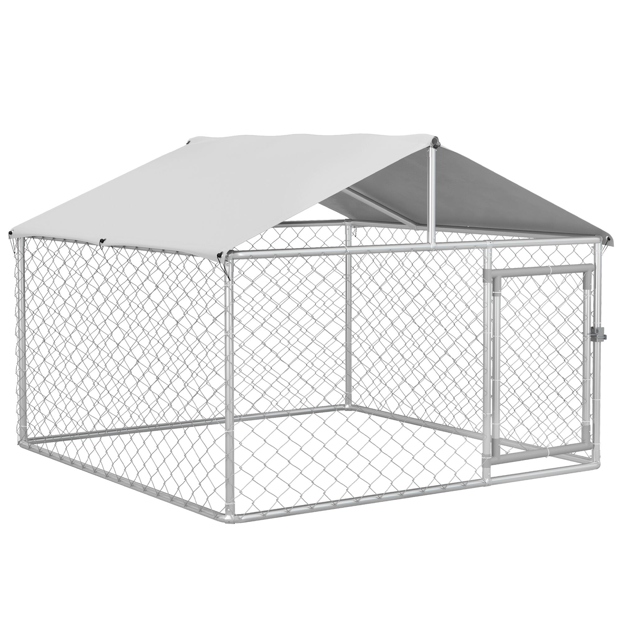 Parque para Perros PawHut 200x200x150 cm Plata 1/7