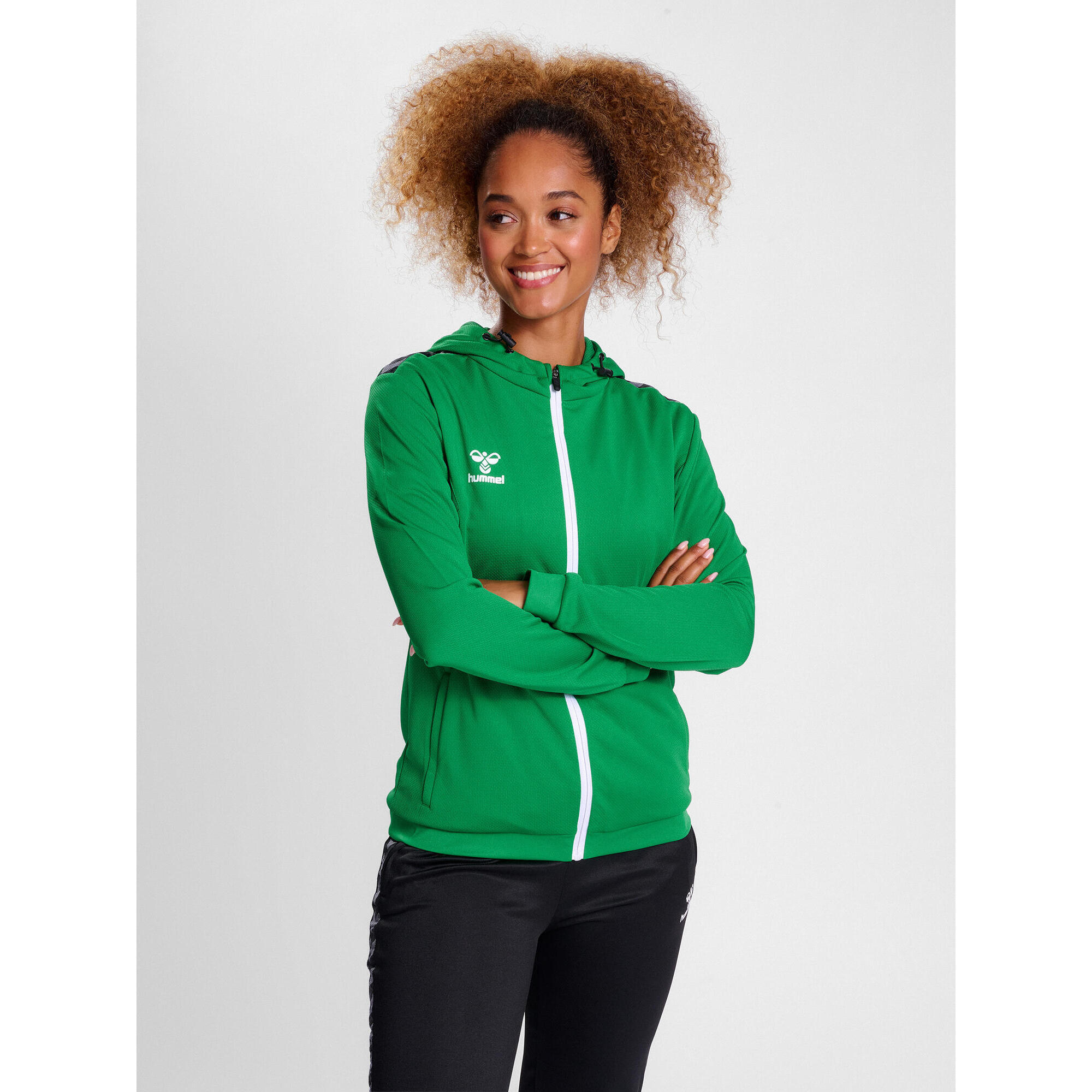 Damska poliestrowa bluza dresowa zapinana na zamek z kapturem Hummel Authentic