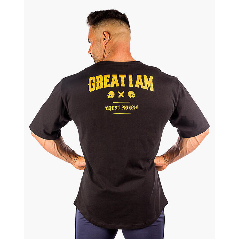 T-Shirt Homem Preto Oversized Trust GREAT I AM
