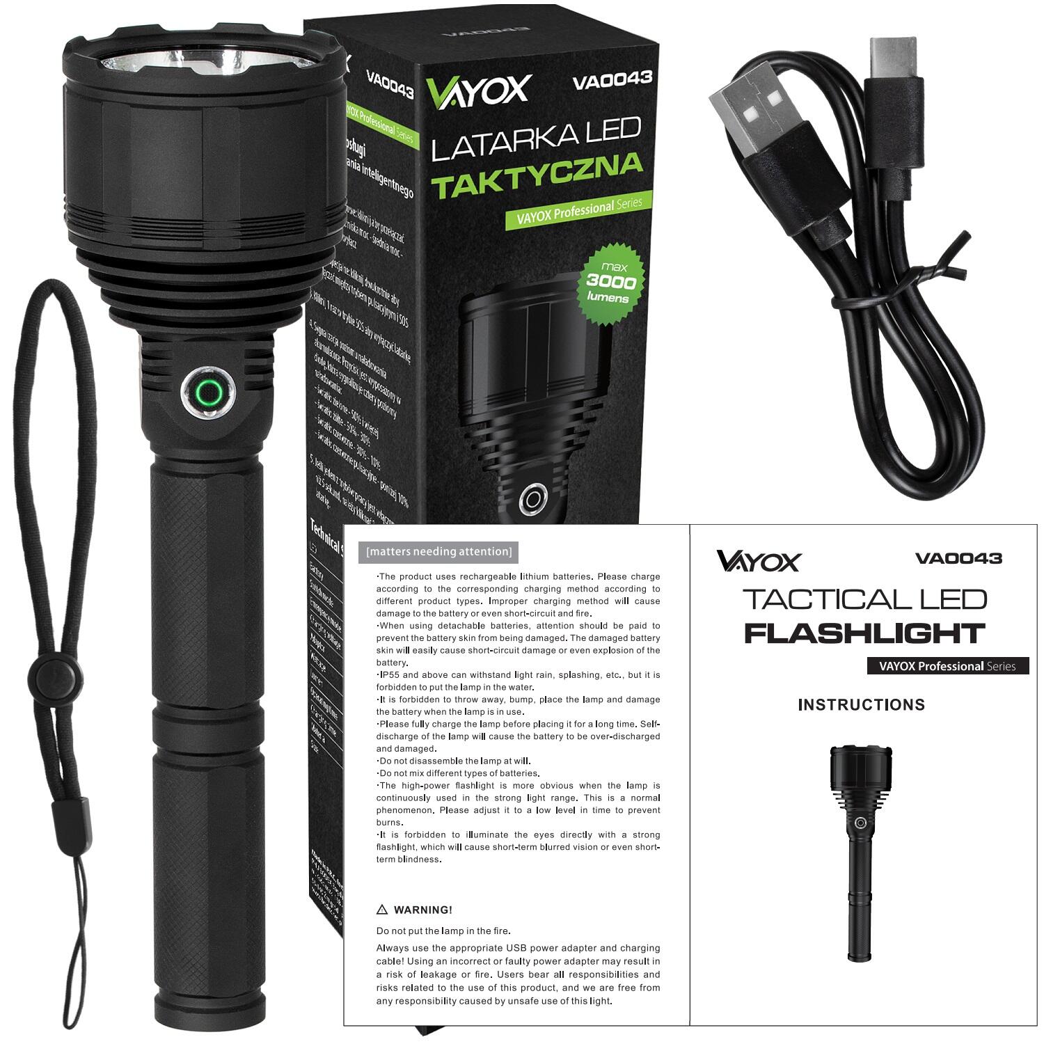 Handlampe Vayox VA0043, XHP9090-LED, 3000lm 7/8