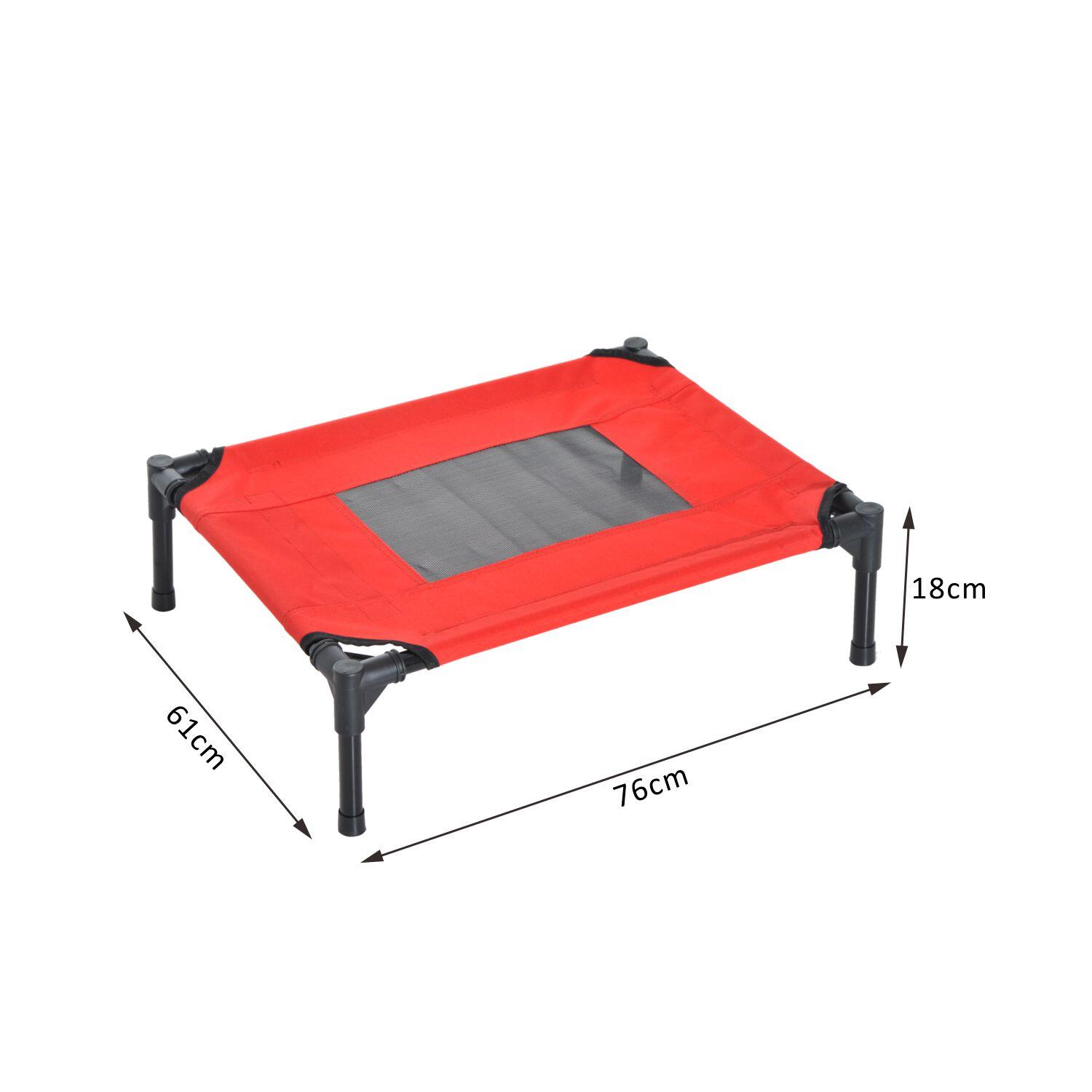 PawHut Cama Elevada para Perros  Portátil Cama para Mascotas 76x61x18 cm Rojo 1/7