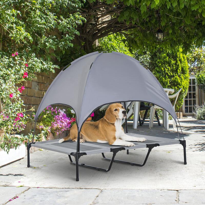 Cama Elevada para Mascotas PawHut 122x92x108cm Gris