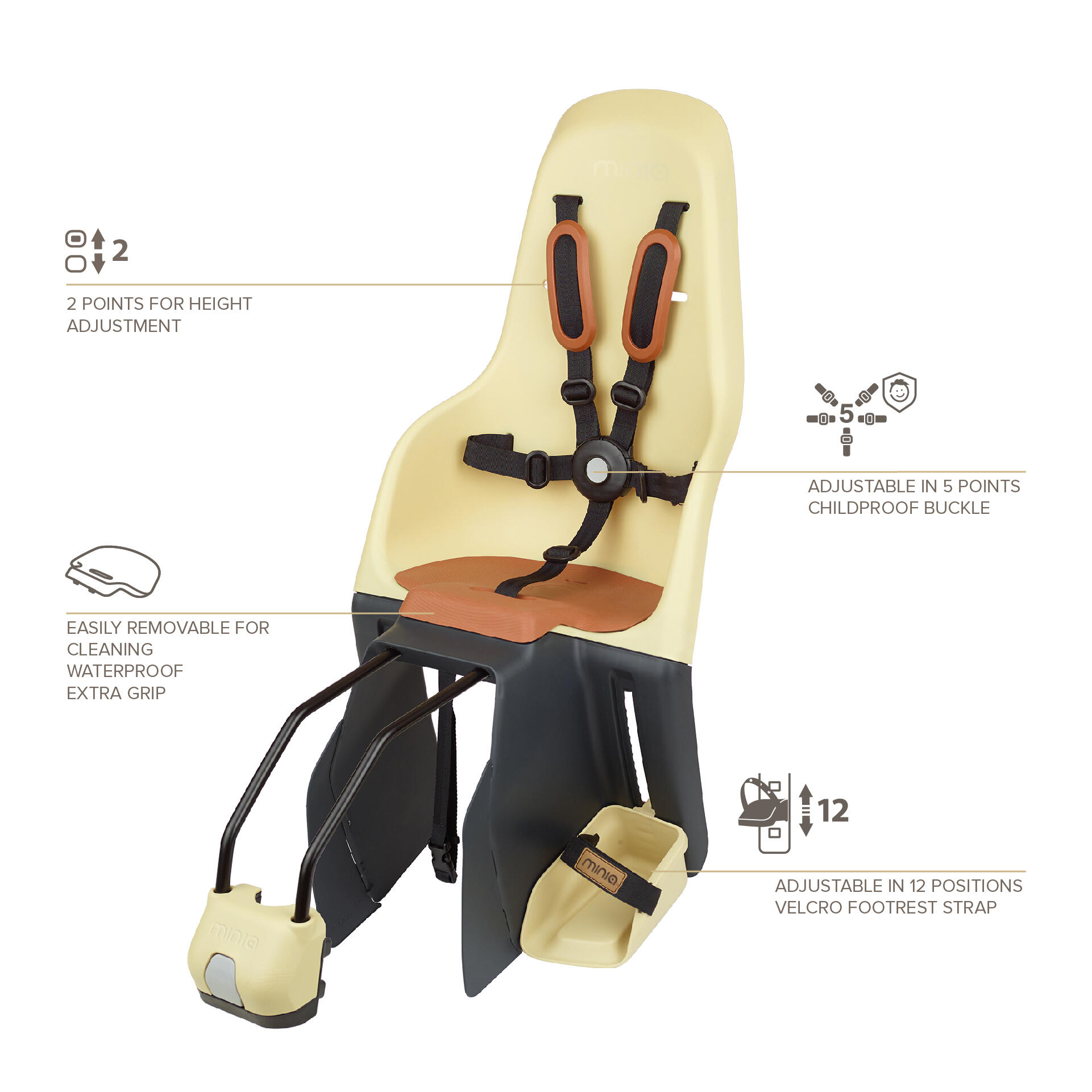 Seggiolino Posteriore Bambini Bicicletta Al Telaio MINIA Blu Nettuno 6/7