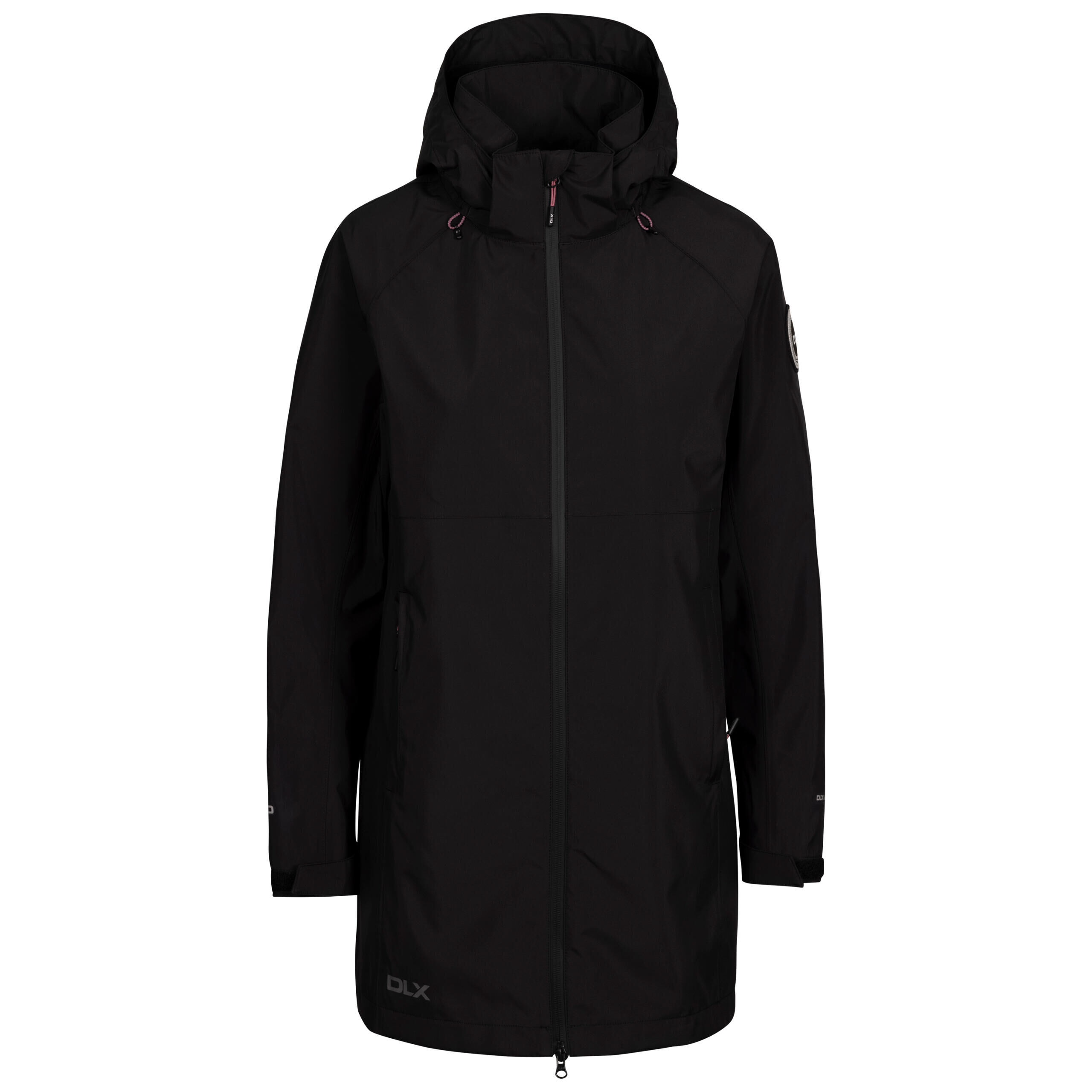 DLX Womens Waterproof Jacket Long Length With Zip Off Hood, Pockets Lucille