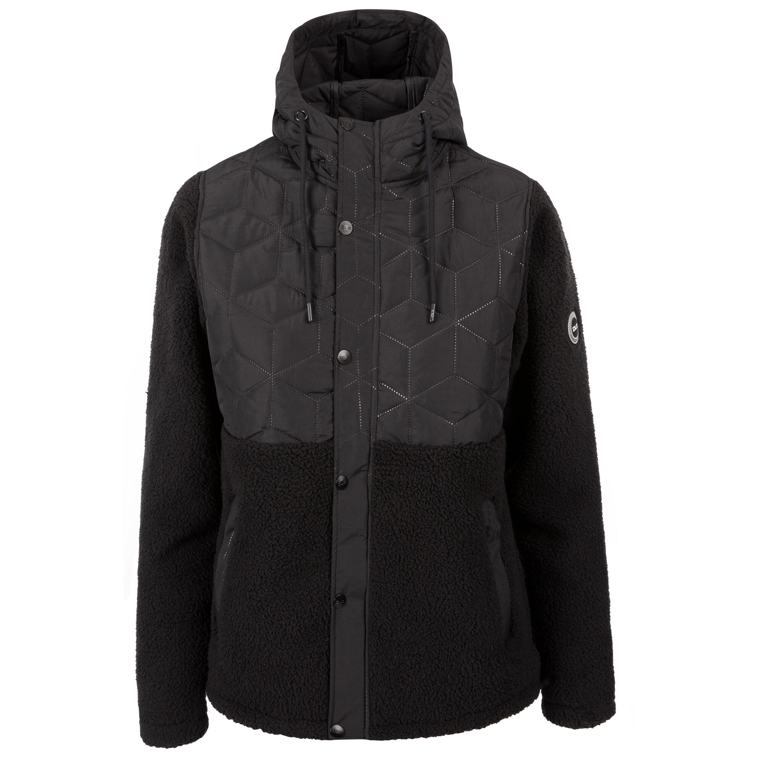 DLX Womens Hooded Fleece Jacket Quilted Panels with Full Front Zip Nicola