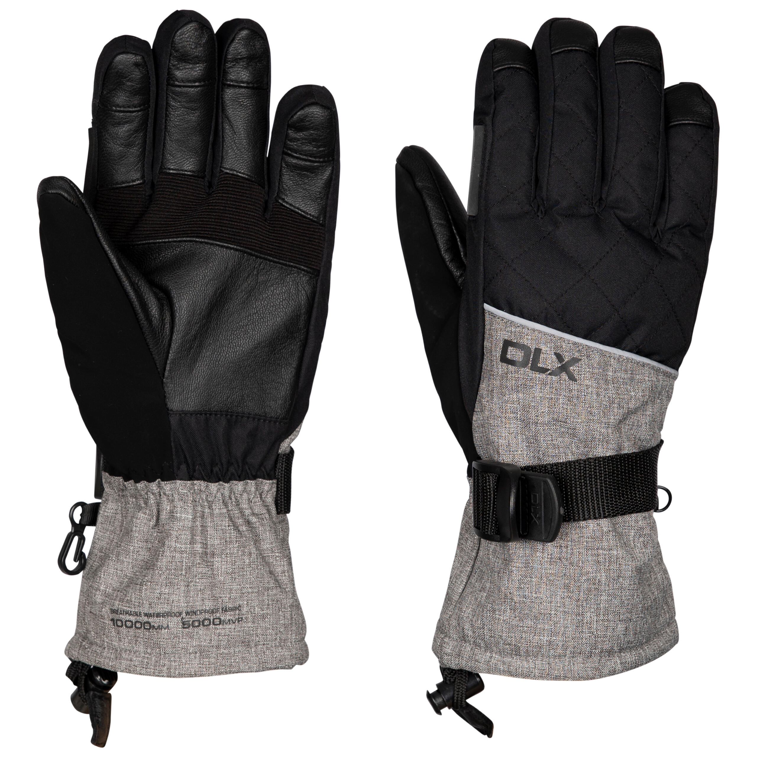 DLX Womens Ski Gloves Contrasting Adjustable Leather Sengla