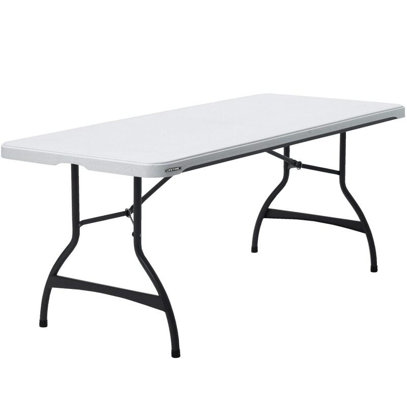Mesa rectangular patas plegables blanco efecto granito Lifetime 182 x 76 x 74 cm