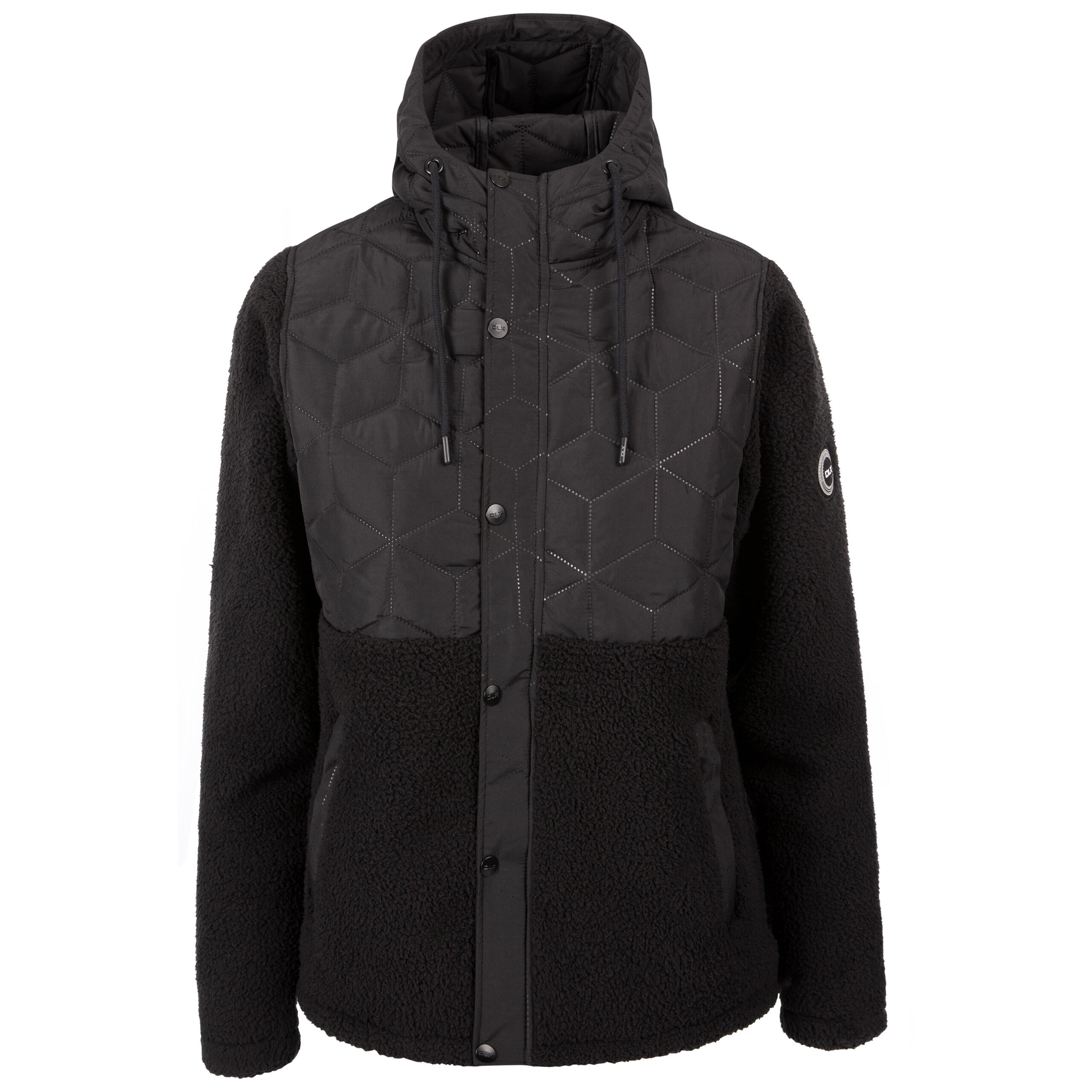 DLX DLX Womens Hooded Fleece Jacket Quilted Panels with Full Front Zip Nicola