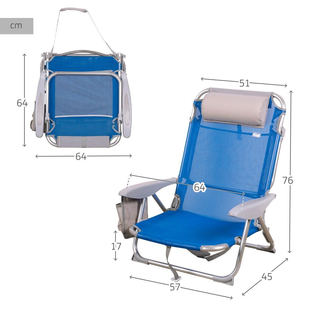 Aktive Chaise de plage 4 positions avec coussin et porte-gobelet 4/7