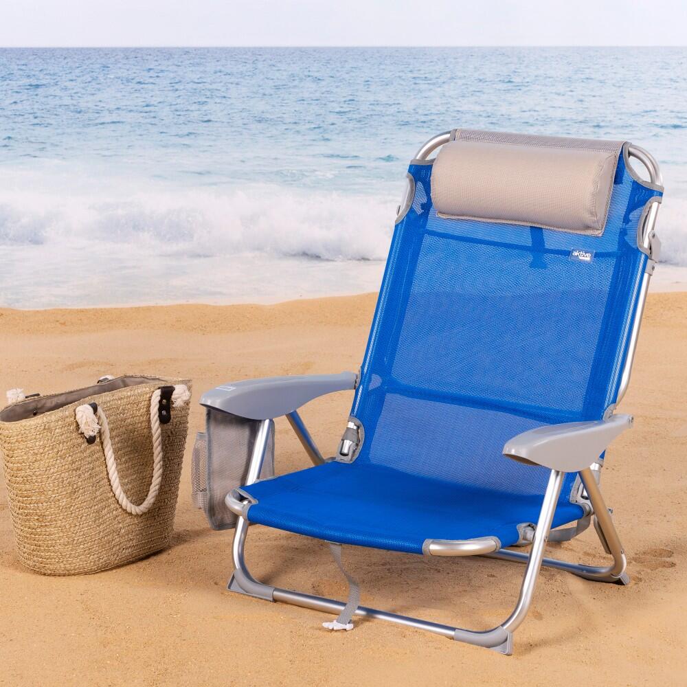 Deuson Chaise De Plage Pliable – Dossier, Sac De Rangement, Vert Armée – 39x37x42cm