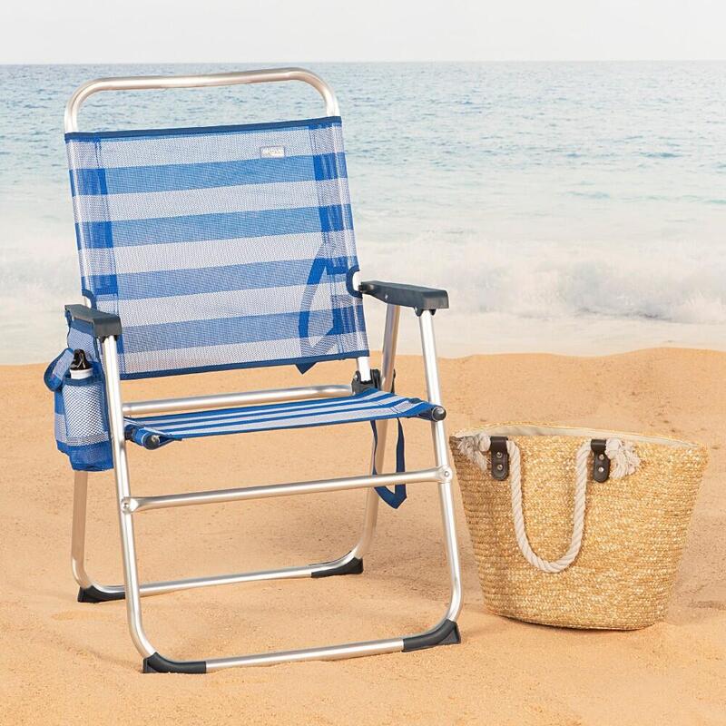Cadeira de praia dobrável fixa alumínio Aktive Beach - marinheiro