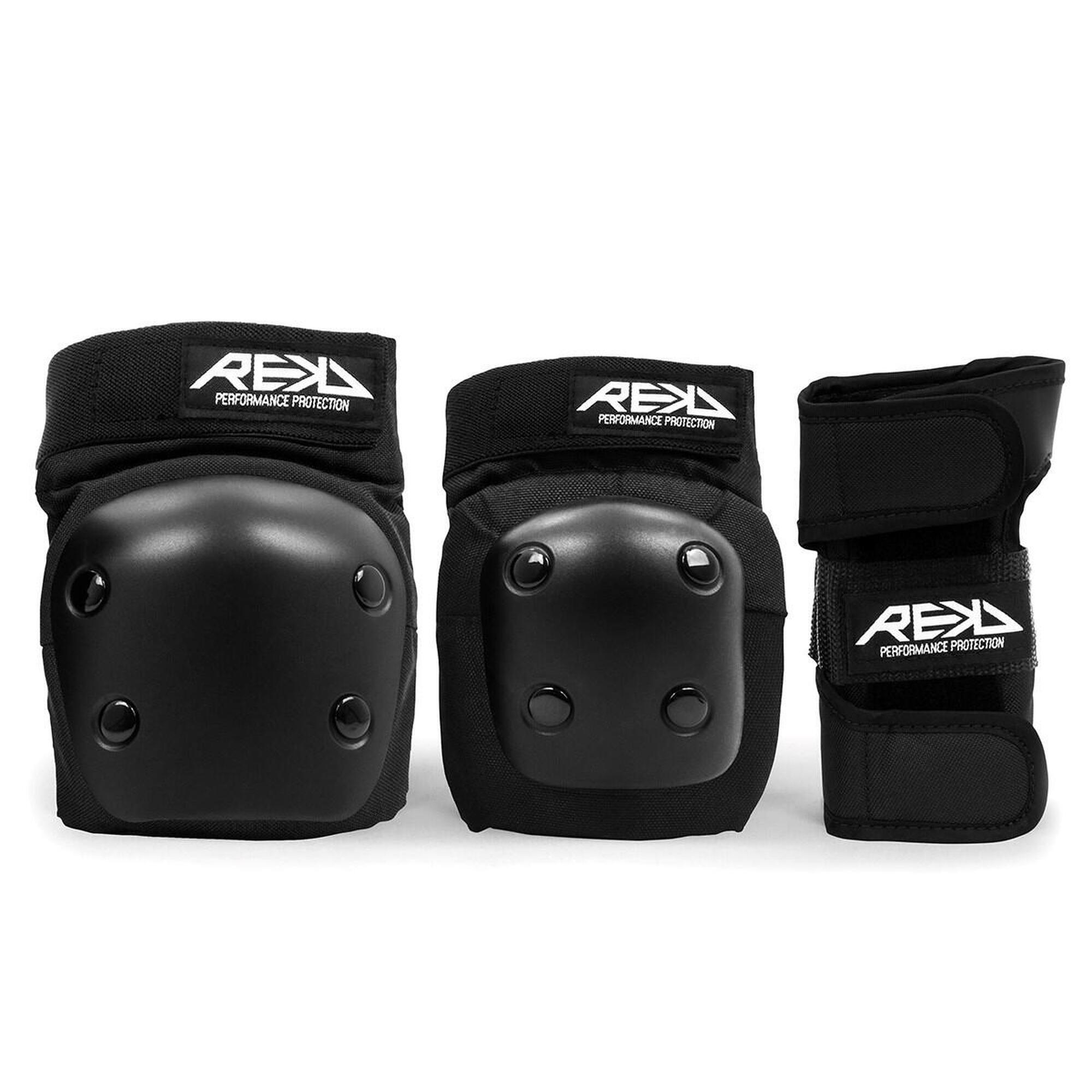 Rekd - Rekd Pack 3 Protections Junior Heavy Duty Noir - Set De Protection Roller - Noir - 42 M/l - Decathlon