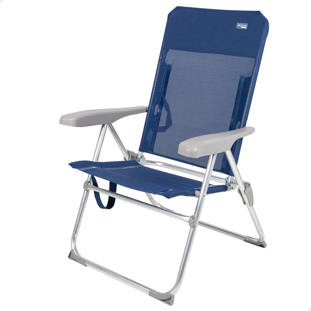 Aktive - Aktive Beach - Chaise De Plage Pliante Basse Slim Avec Dossier Réglable - Siège Pliant - Bleu - Taille Unique - Decathlon