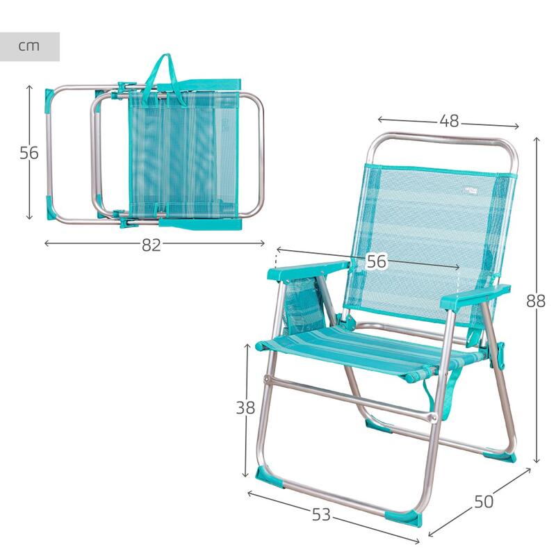 Cadeira dobrável fixa de alumínio Aktive Beach - Mediterrâneo