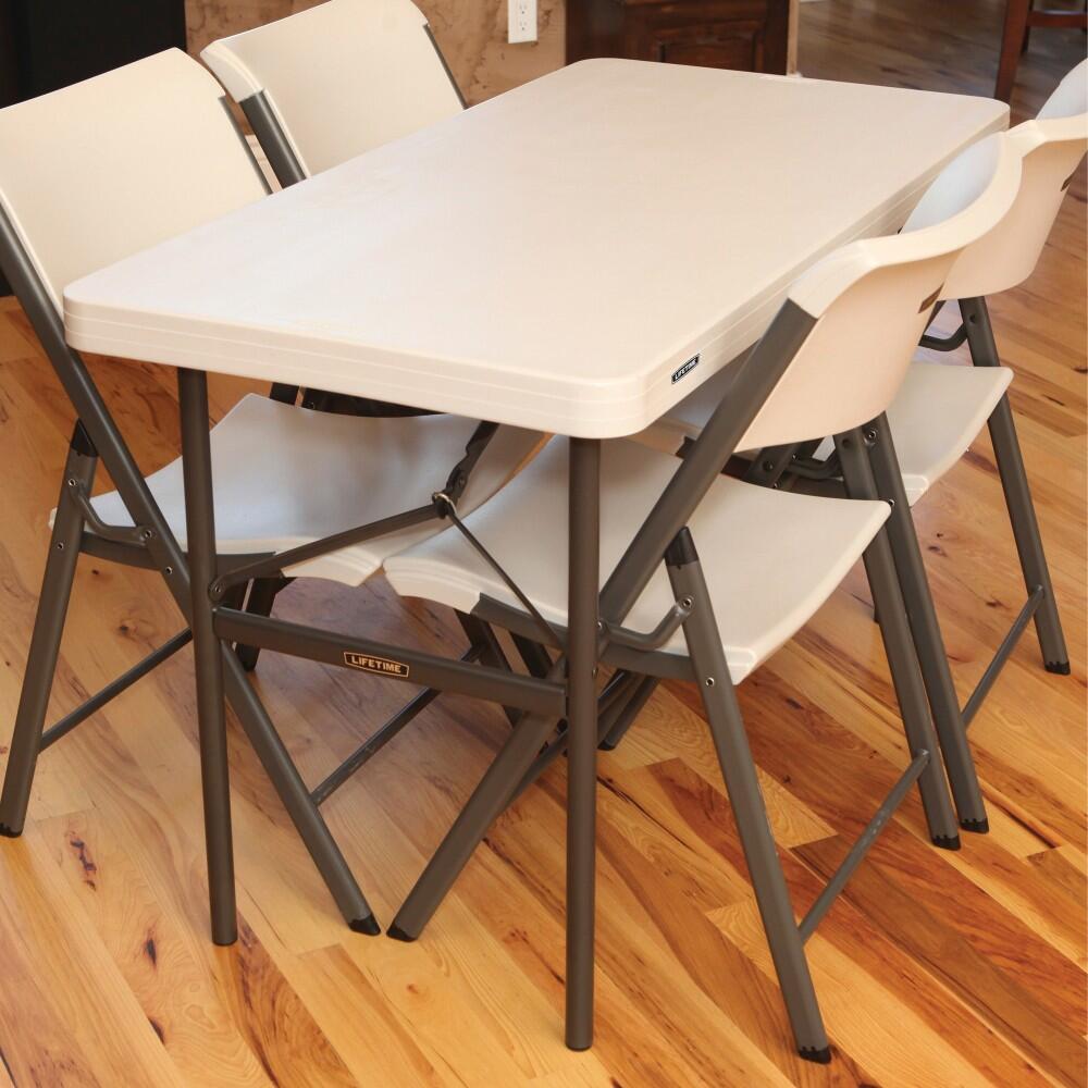 Mesa patas plegables rectangular crema Lifetime 122x61x74 cm 5/7