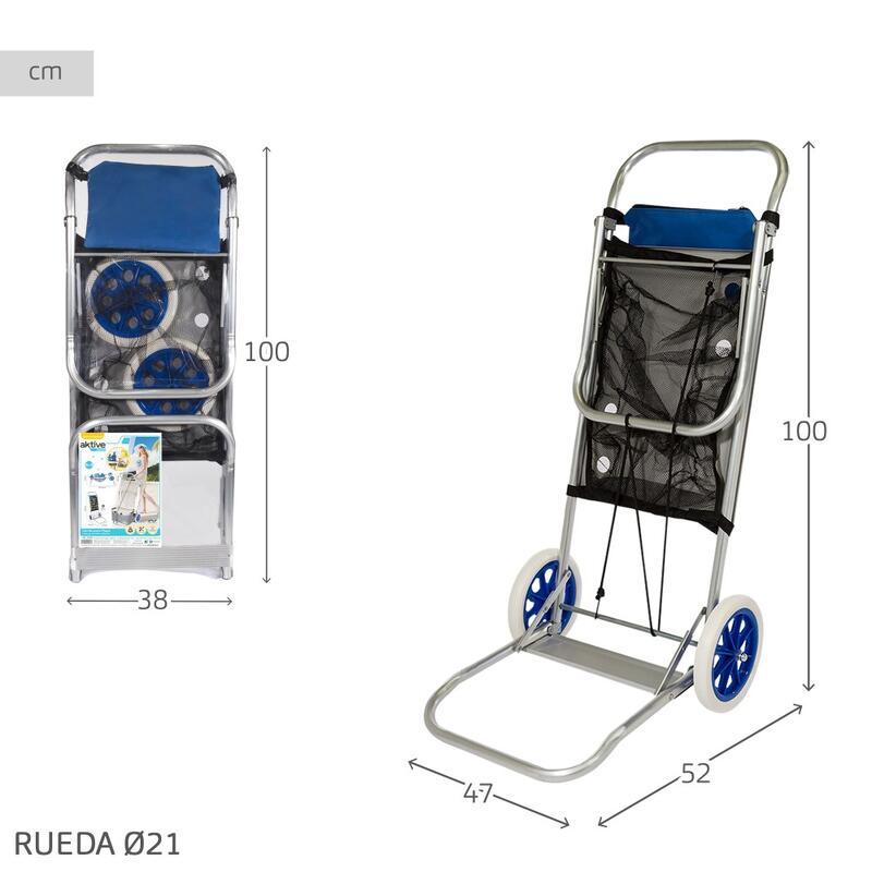Carrinho de praia multifuncional de alumínio Aktive