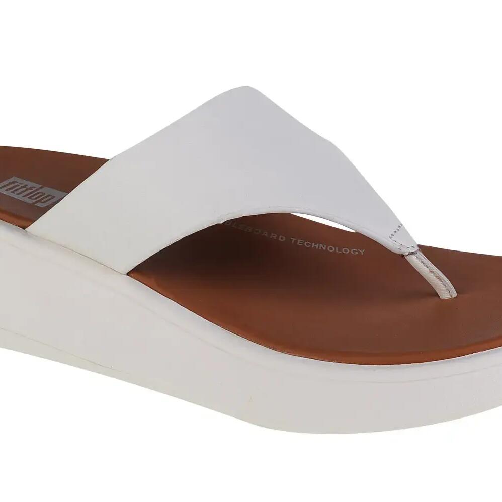 FitFlop F-Mode Leather Flatform Toe-Post Sandals