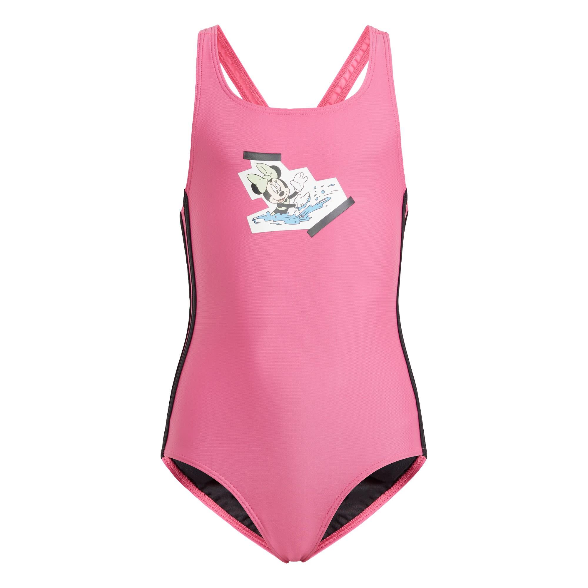 Adidas - Maillot De Bain 3 Bandes Adidas X Disney Minnie Mouse - Combinaison De Natation - Noir|rose -  8 À 10 Ans - Decathlon
