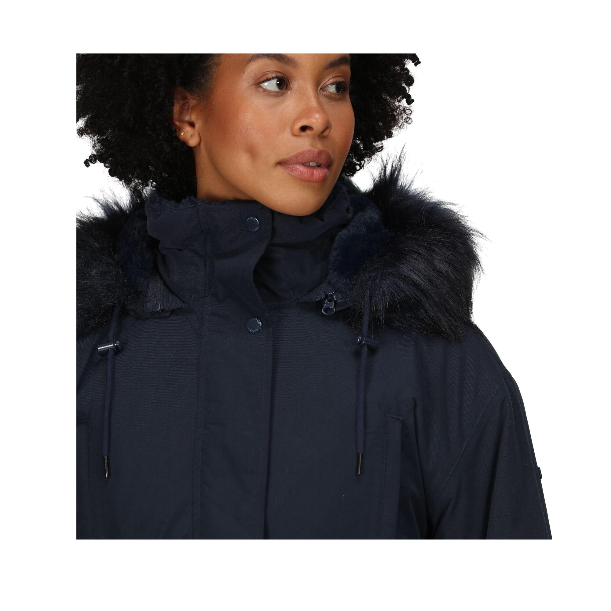 Womens/Ladies Shiloh Faux Fur Trim Parka (Navy) 4/5