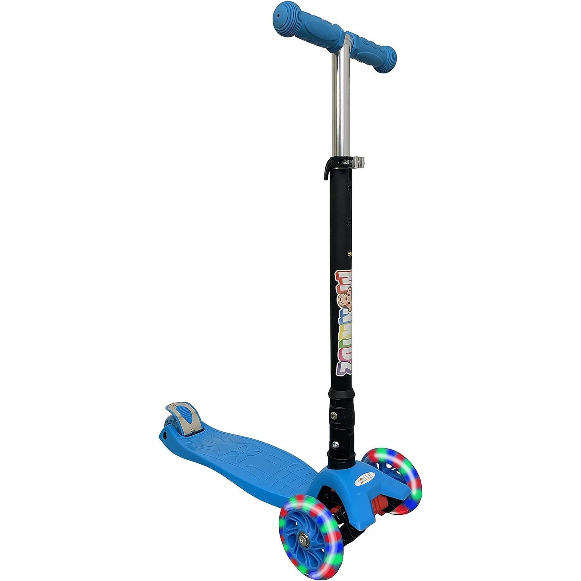Monkidz blauwe verlichte scooter met 3 wielen