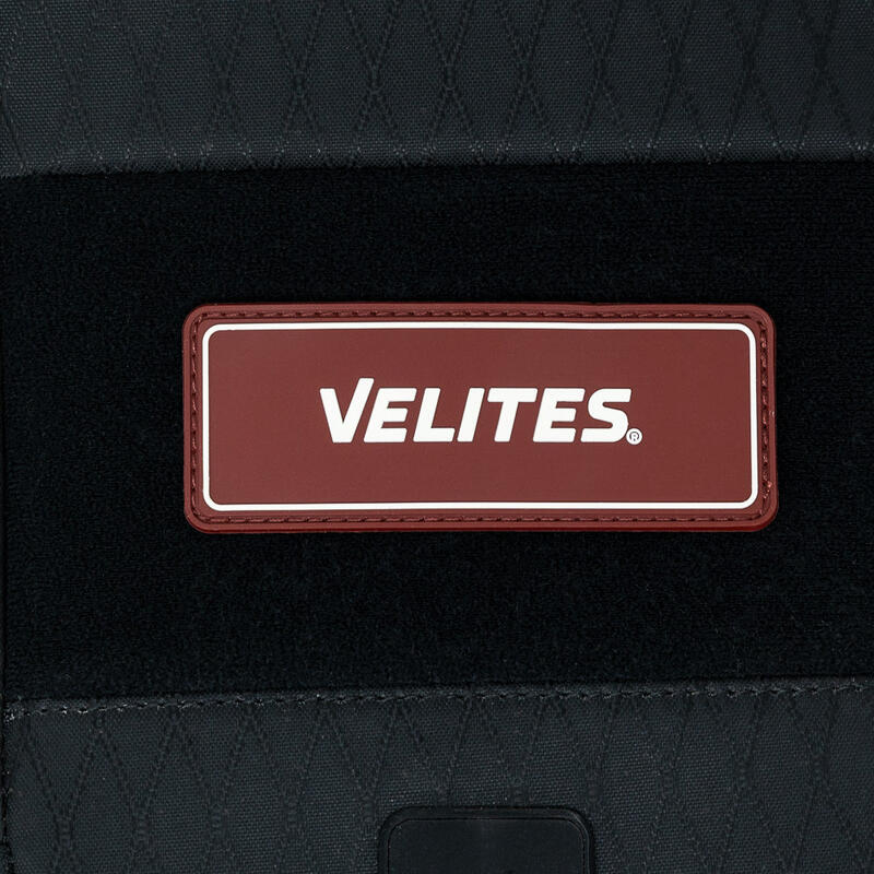 Patch logo Velites blanc/marron.