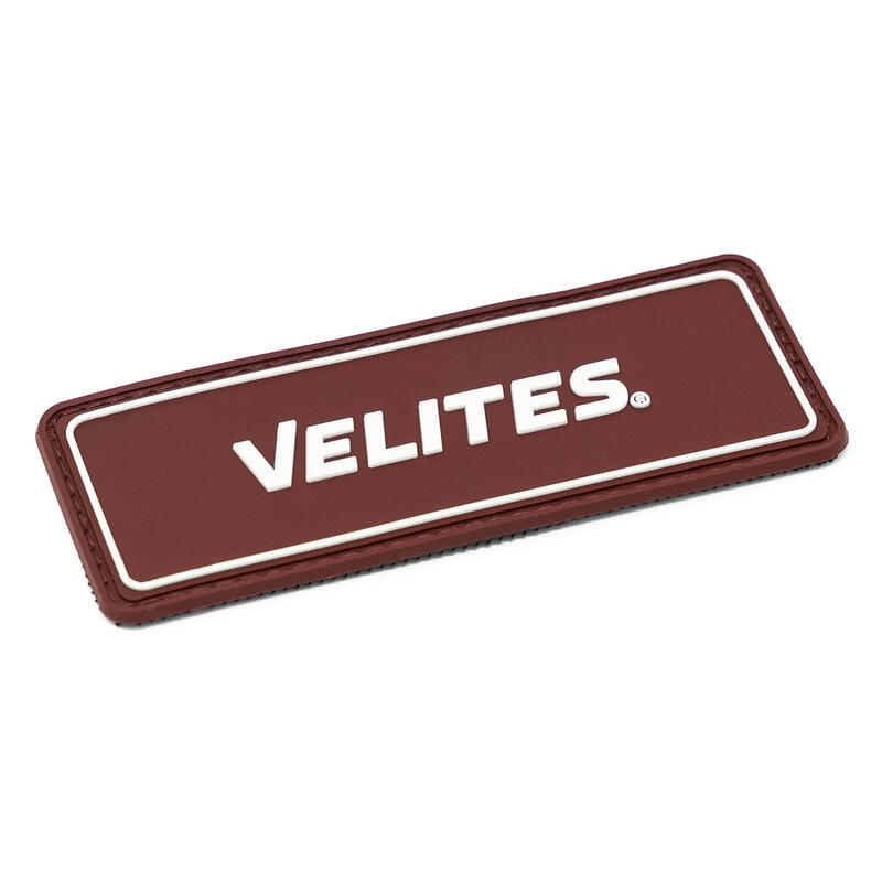 Patch logo Velites blanc/marron.
