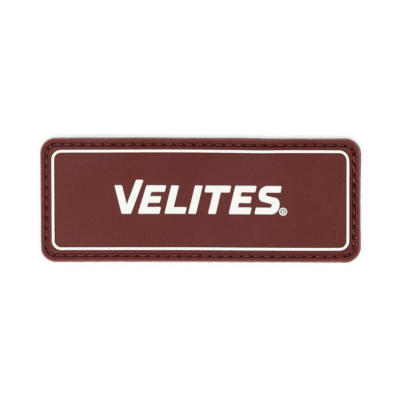 Patch logo Velites blanc/marron.