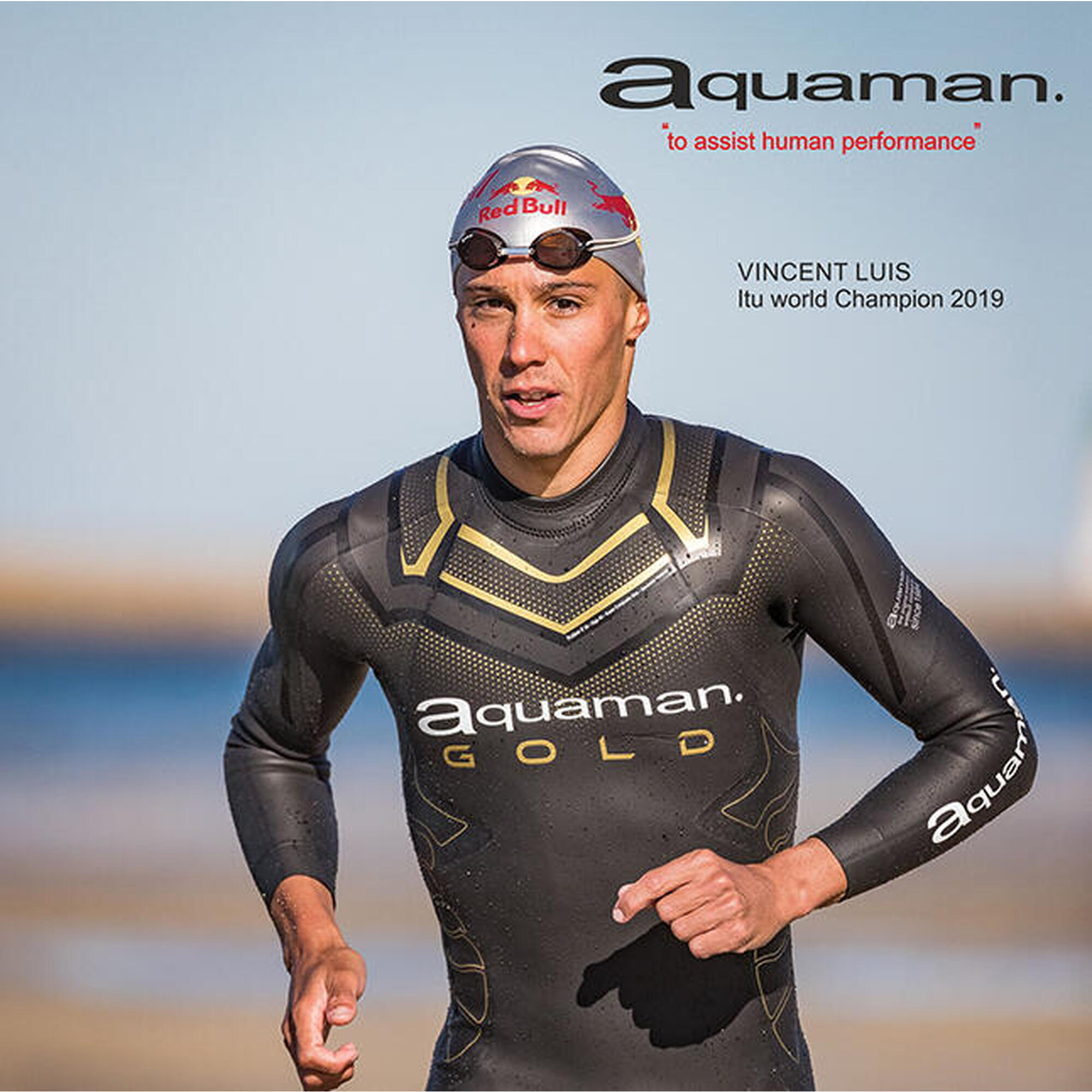 Neopreno Aquaman Hombre Natación Aguas Abiertas Cell Gold Negro