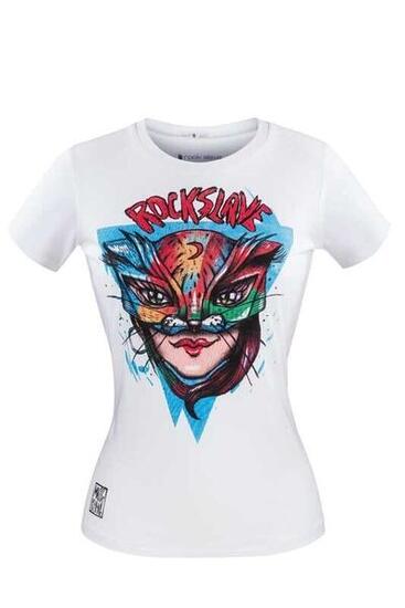T-shirt Ferrino Visage Femme col V polyester blanc