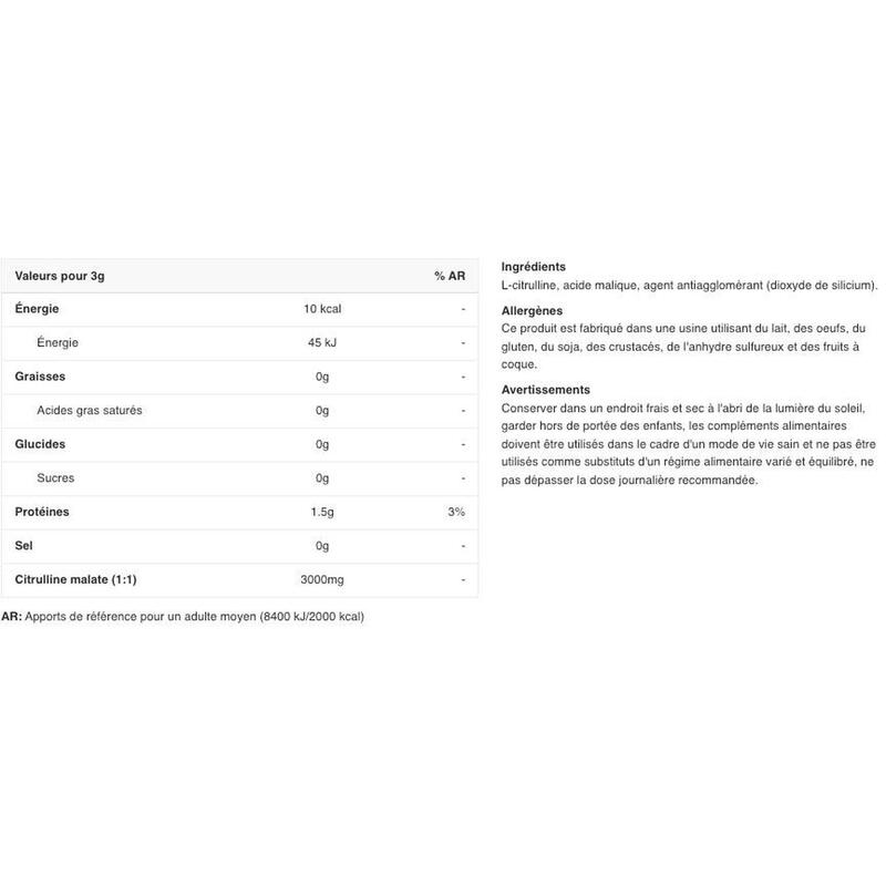 Citrulline Malate - Saveur neutre