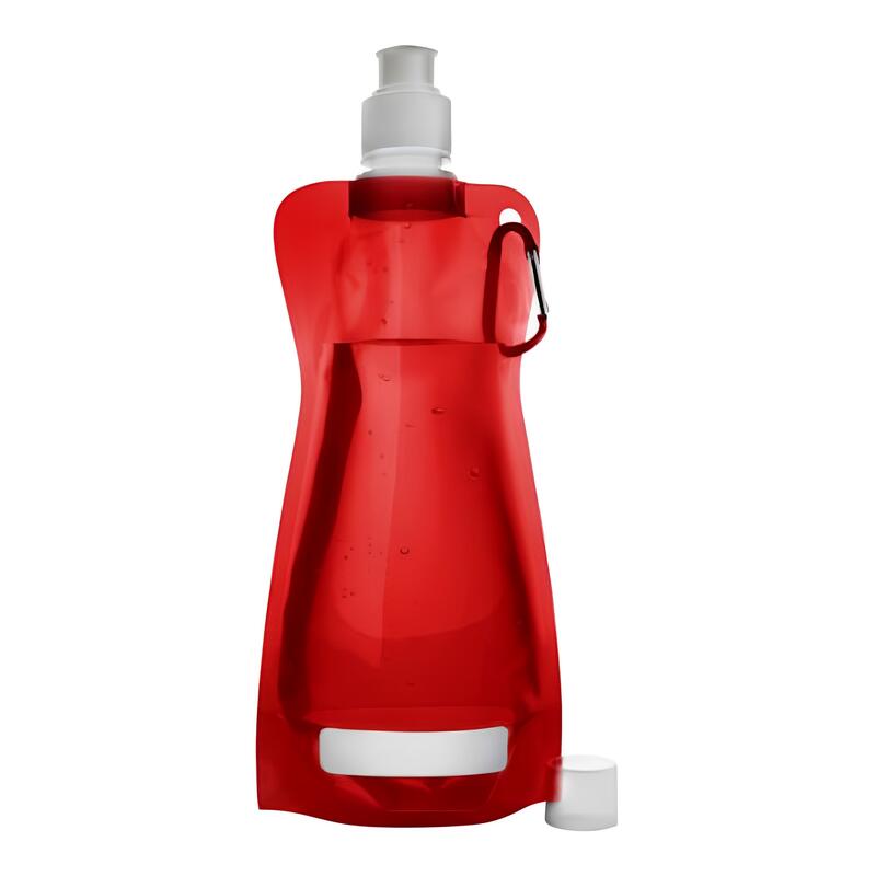 Rollbare Trinkflasche Rot Flasche Faltbar 400 ml mit Karabinerhaken.