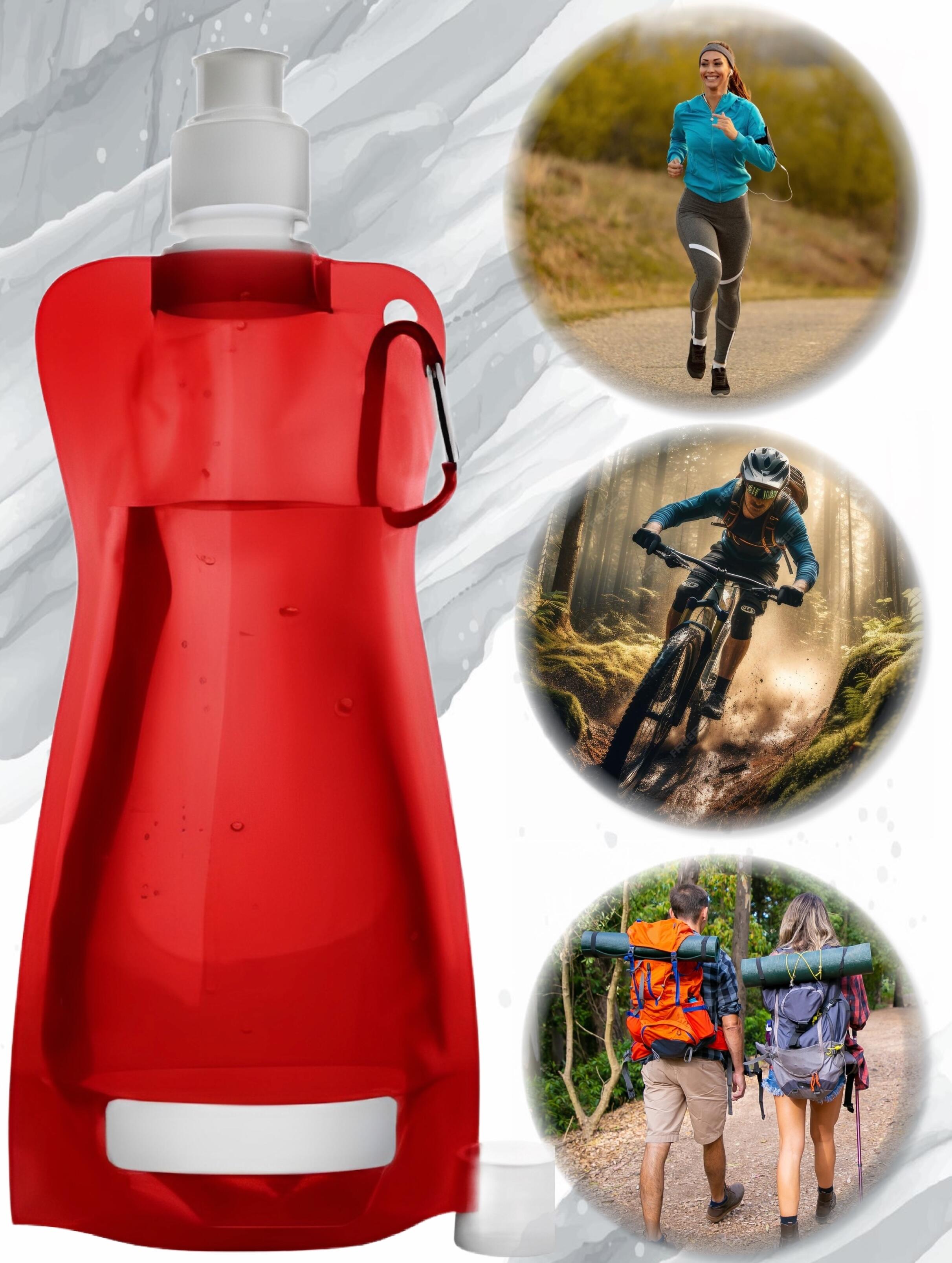 6 Faltbare Trinkflaschen 500ml - BPA-frei PET+PP - Für Outdoor, Festival, Sport