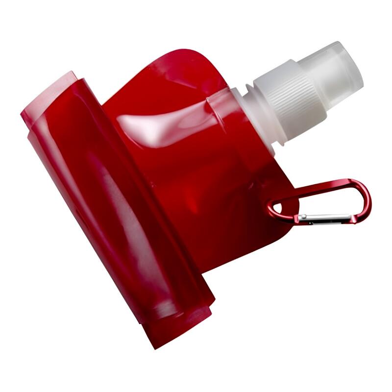 Rollbare Trinkflasche Rot Flasche Faltbar 400 ml mit Karabinerhaken.