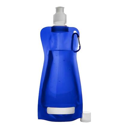 Faltbare Trinkflasche 400 ml Flasche Blau Extrem Platzsparend mit Karabinerhaken