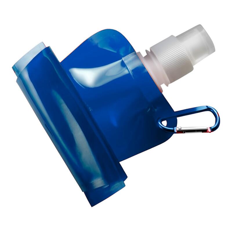 Faltbare Trinkflasche 400 ml Flasche Blau Extrem Platzsparend mit Karabinerhaken