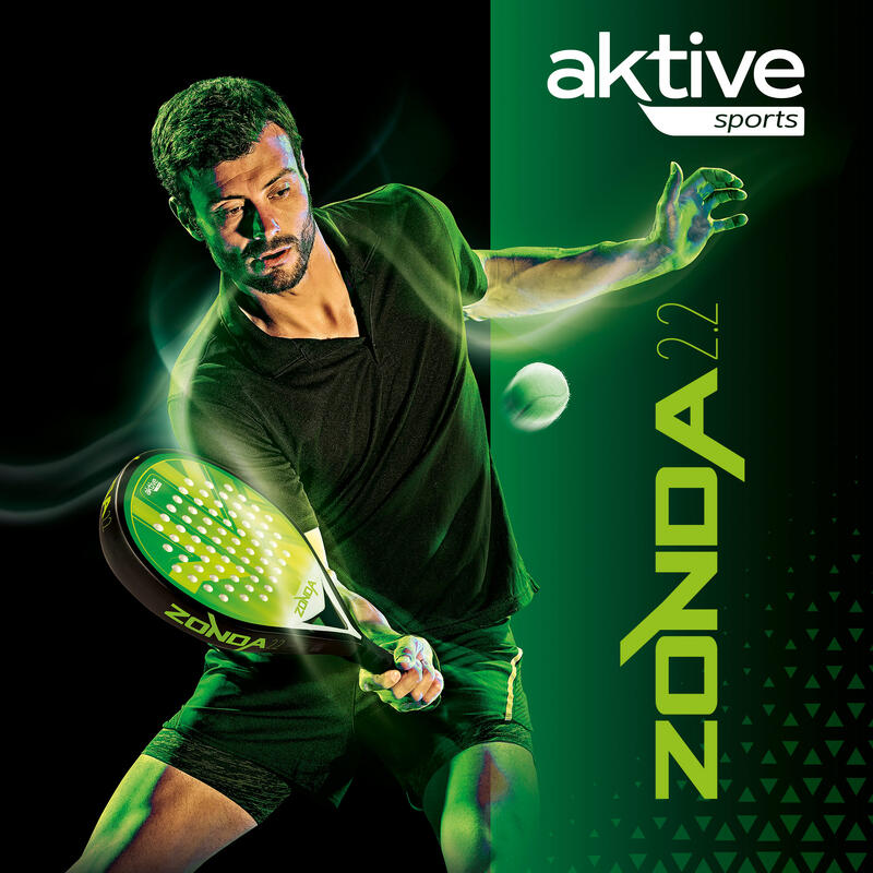 AKTIVE Zonda 2.2. Pala Padel Défensif-Offensif, 38mm, 360g, Vert et Noir