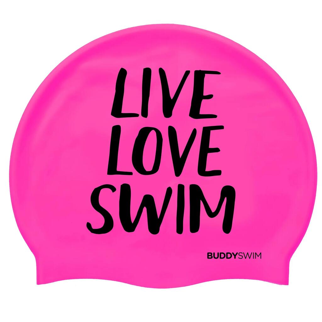 Buddyswim LLS Silicone Swimming Cap for Swimming Pools or Open Water Pink