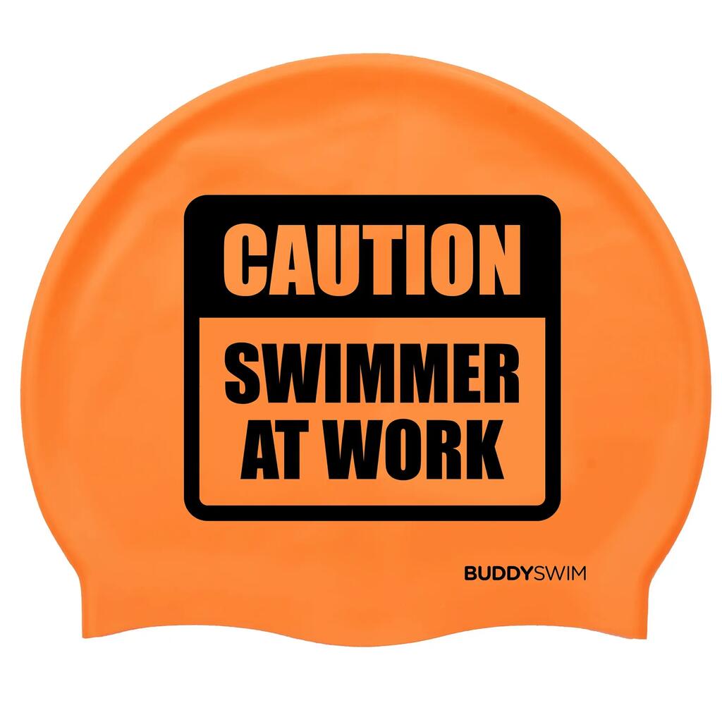 Buddyswim CSW Silicone Swimming Cap for Swimming Pools or Open Water Orange