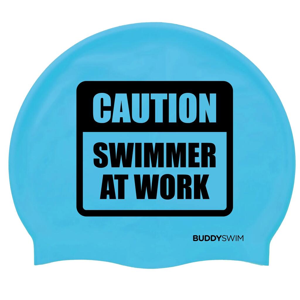Buddyswim CSW Silicone Swimming Cap for Swimming Pools or Open Water Blue