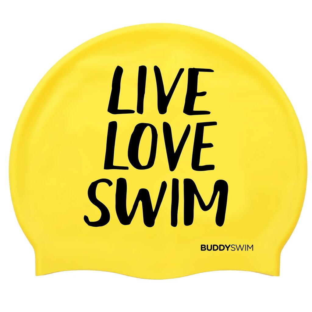 Buddyswim LLS Silicone Swimming Cap for Swimming Pools or Open Water Yellow