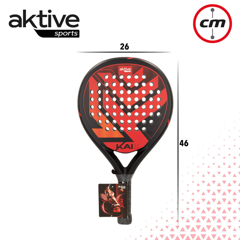 AKTIVE Kai 2.2 Control, Raquette de padel défensive. 38mm, 340 gr, Rouge