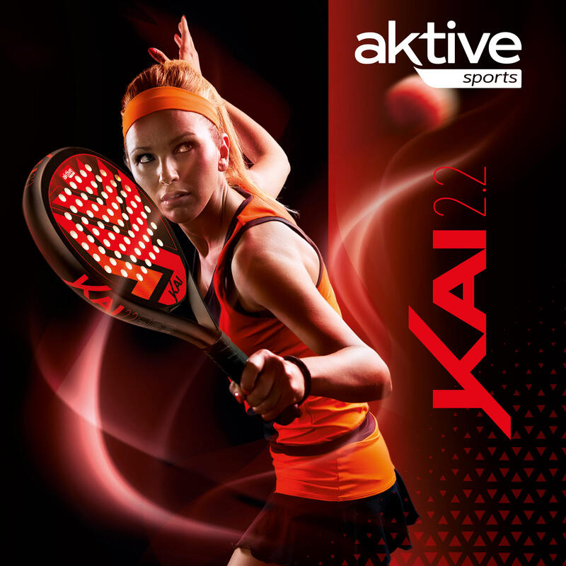 AKTIVE Kai 2.2 Control, Raquette de padel défensive. 38mm, 340 gr, Rouge