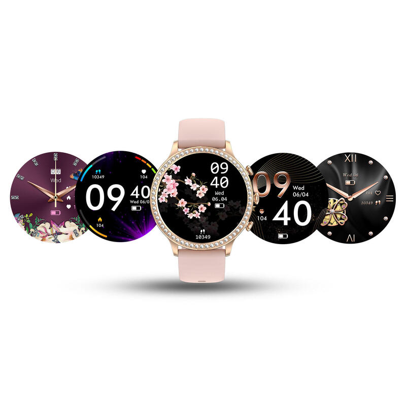 Smartwatch damski zegarek Manta Diamond Lusso srebrny z bransoletką YES