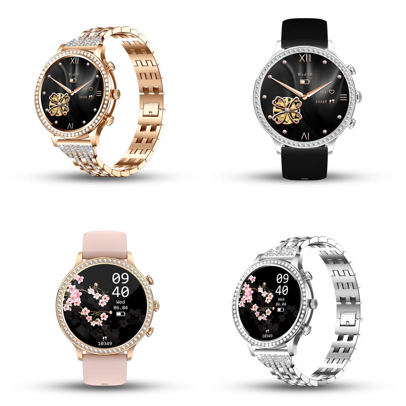 Smartwatch damski zegarek Manta Diamond Lusso srebrny z bransoletką YES