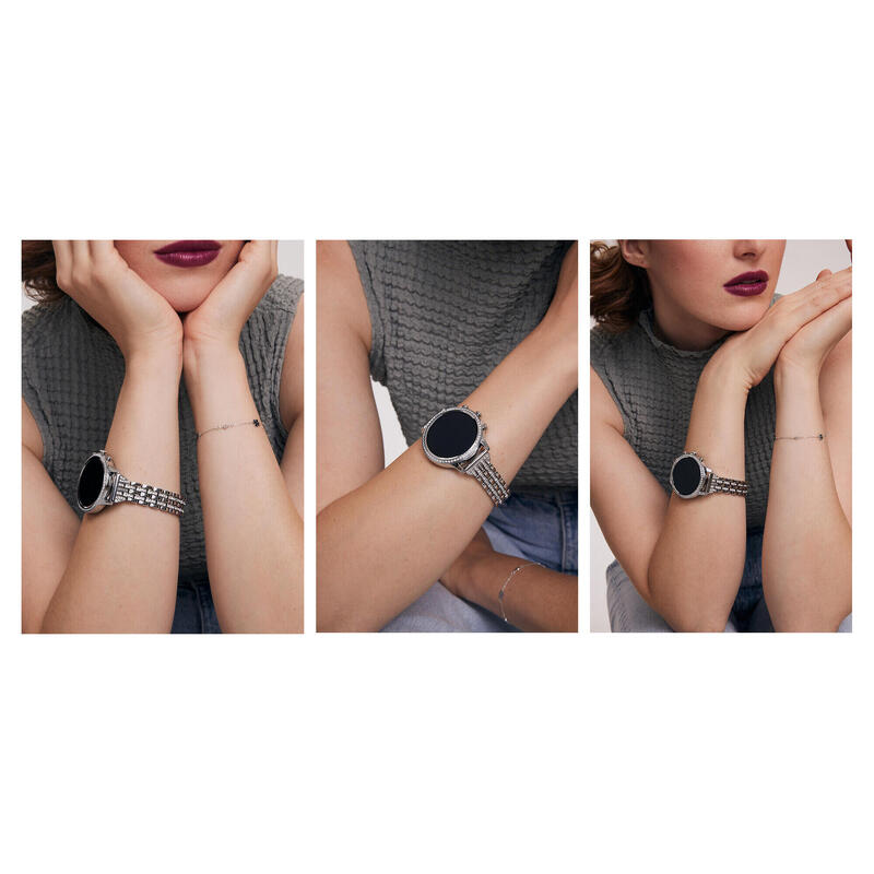 Smartwatch damski zegarek Manta Diamond Lusso srebrny z bransoletką YES